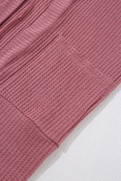 Mineral red waffle knit cardigan - Love Salve 
