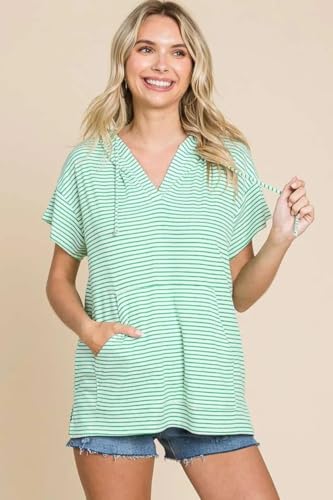 Love Salve Culture Code Full Size Striped Hooded Top - Love Salve 