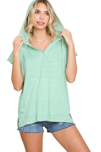 Love Salve Culture Code Full Size Striped Hooded Top - Love Salve 