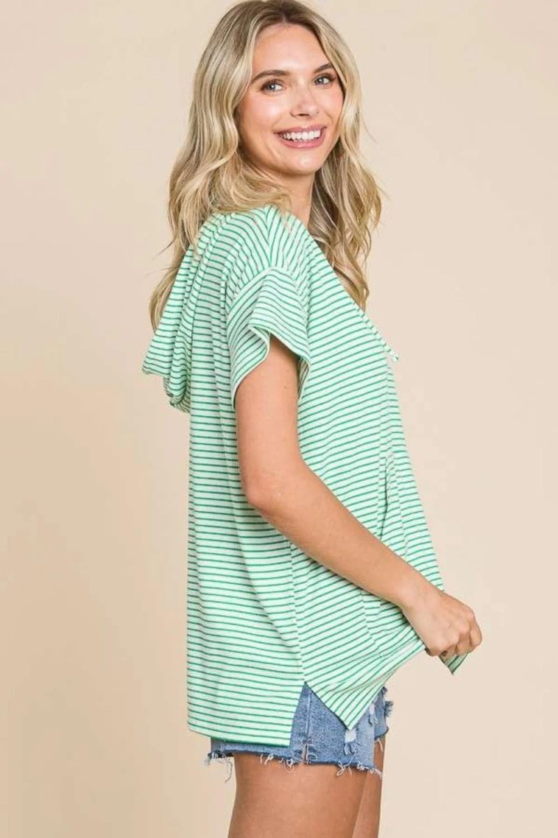 Love Salve Culture Code Full Size Striped Hooded Top - Love Salve 