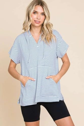 Love Salve Culture Code Full Size Striped Hooded Top - Love Salve 