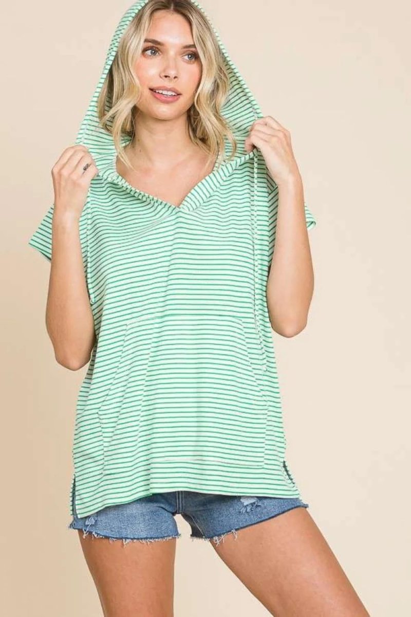 Love Salve Culture Code Full Size Striped Hooded Top - Love Salve 