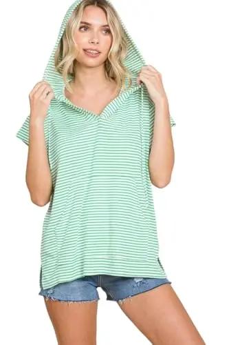 Love Salve Culture Code Full Size Striped Hooded Top - Love Salve 