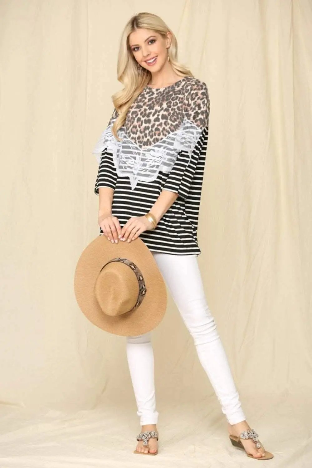 Celeste plus size leopard stripe tee - Love Salve 