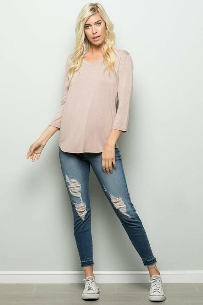 Celeste plus size v-neck tee - purple - Love Salve 