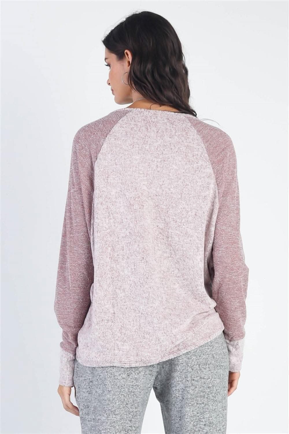 Chic burgundy long sleeve top - Love Salve 