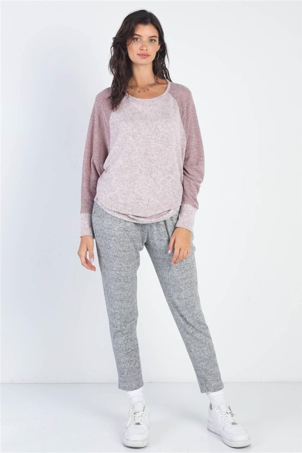 Chic burgundy long sleeve top - Love Salve 