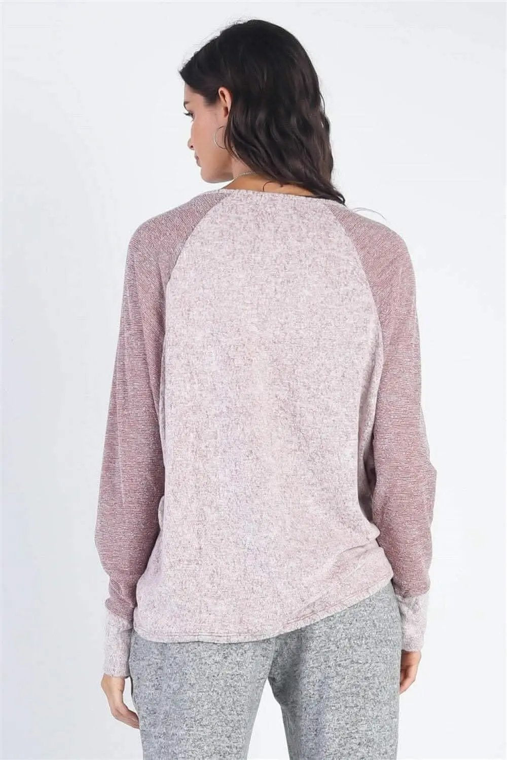 Chic heather grey long sleeve top - Love Salve 