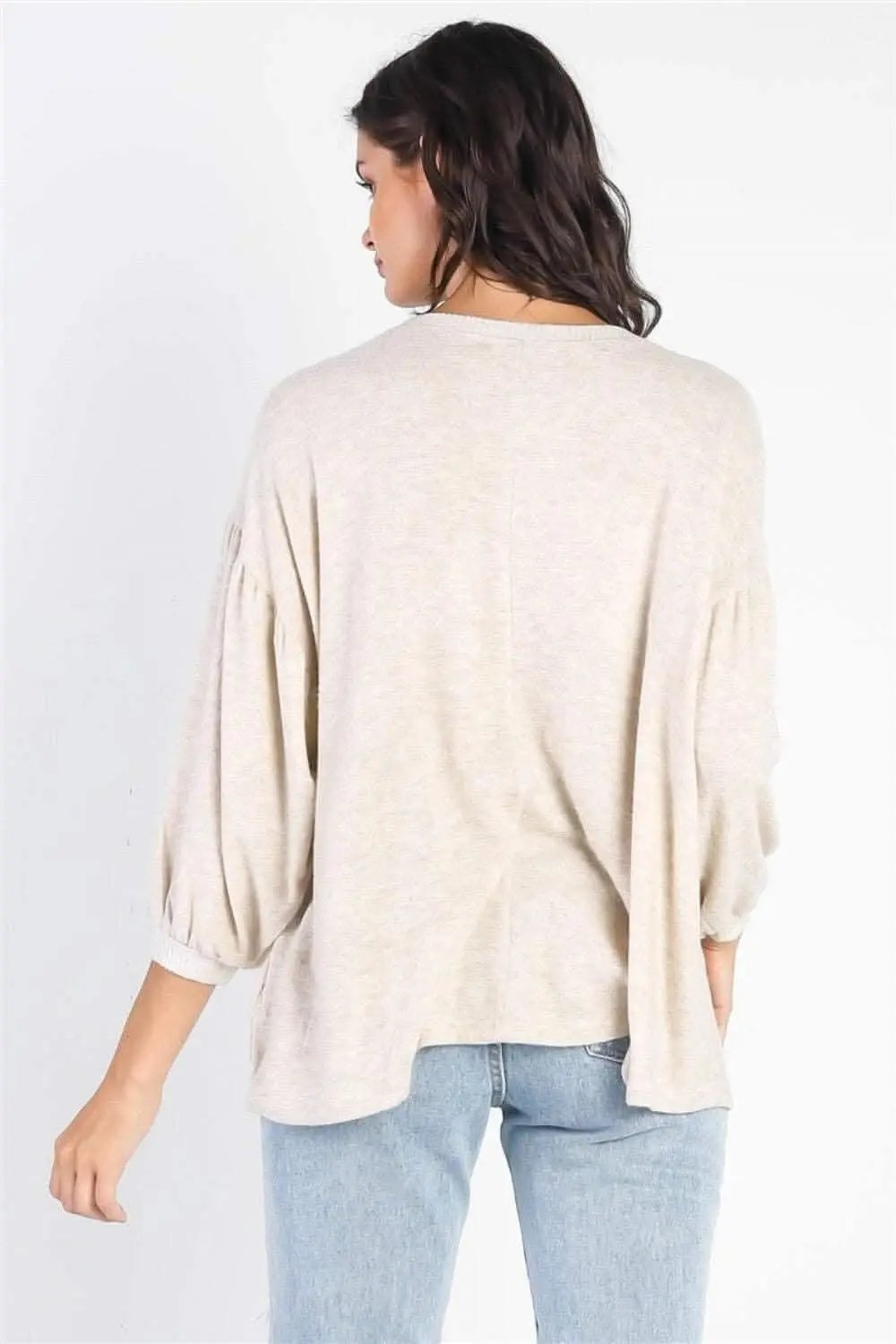 Chic Oatmeal Ivory Puff Sleeve Top - Love Salve 