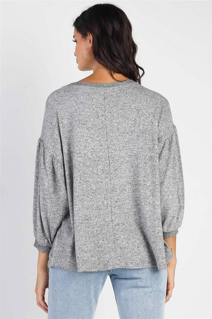 Chic Oatmeal Ivory Puff Sleeve Top - Love Salve 