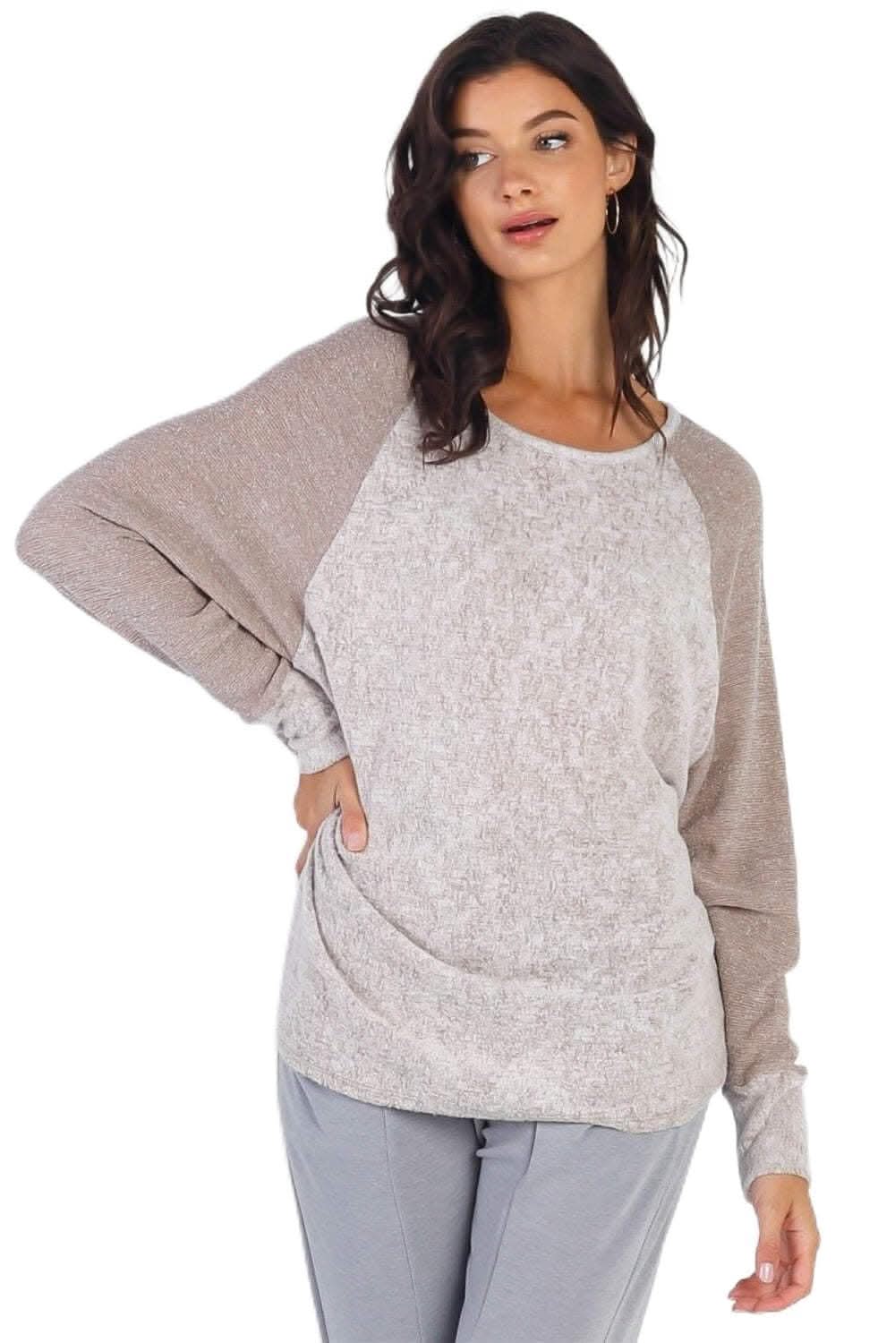 Chic taupe long sleeve top - Love Salve 
