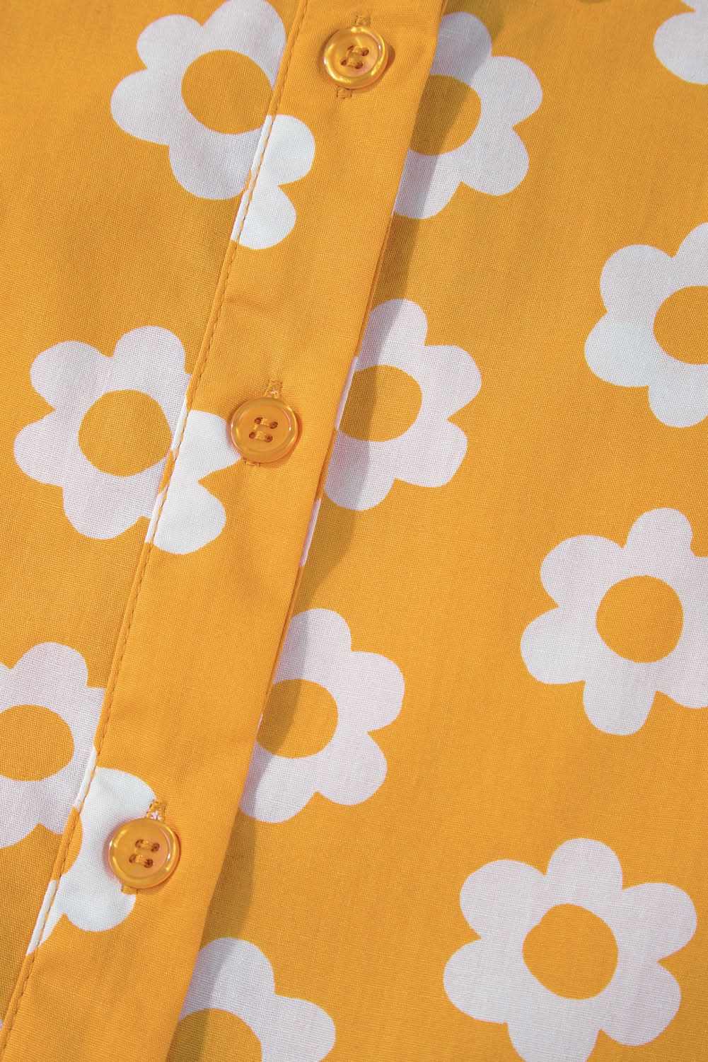 Floral Collared Maxi Dress - Yellow - Love Salve 