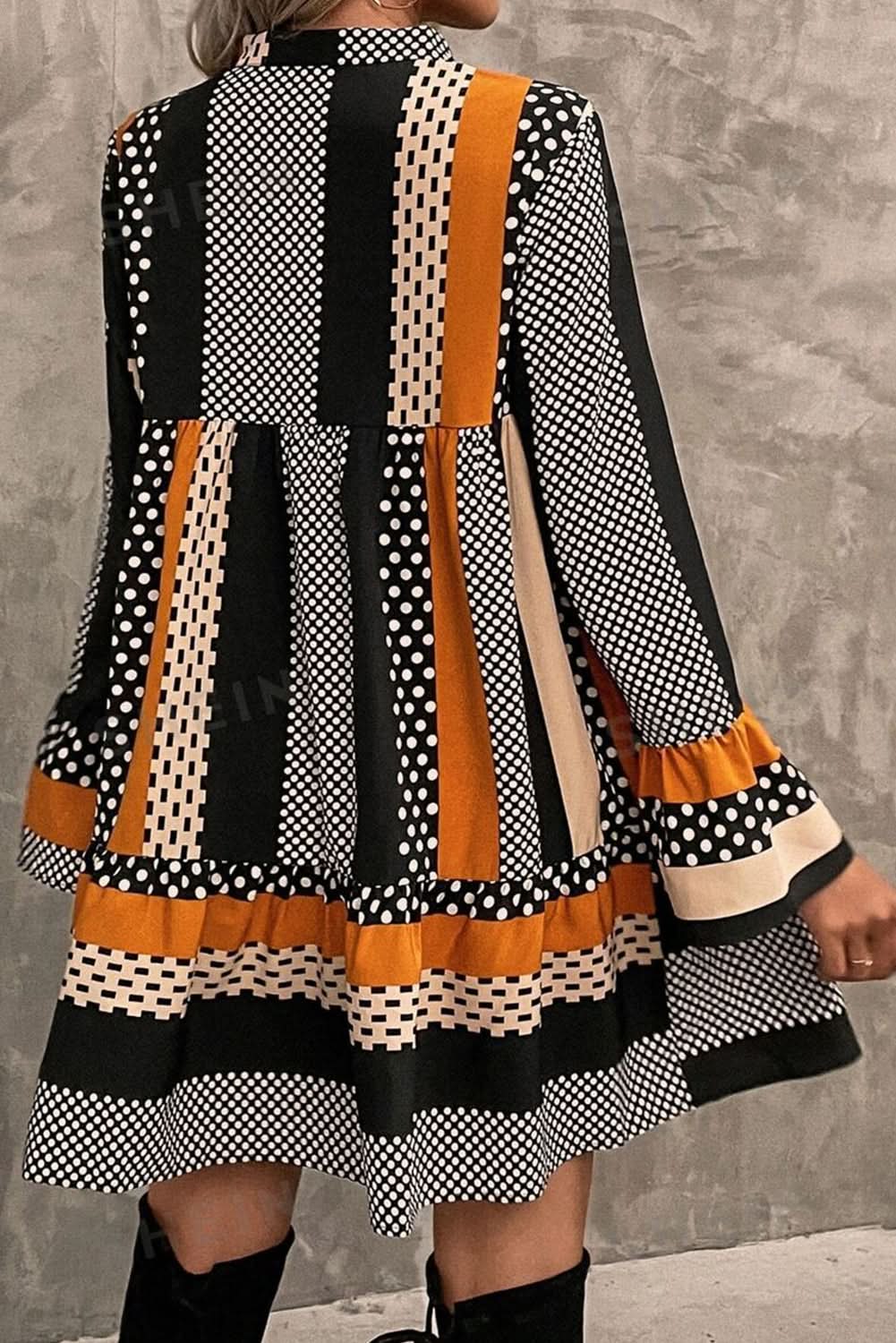 Playful polka dot ruffled mini dress - Love Salve 