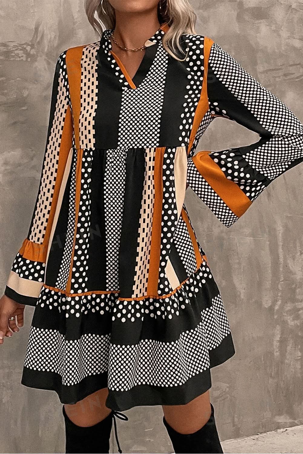 Playful polka dot ruffled mini dress - Love Salve 