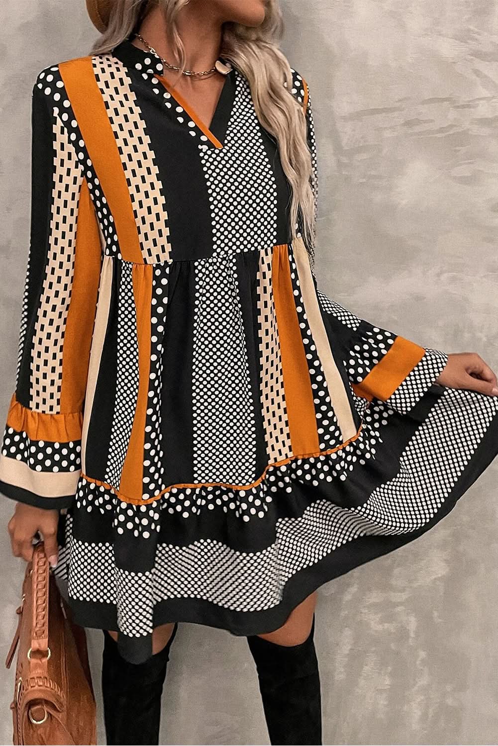 Playful polka dot ruffled mini dress - Love Salve 