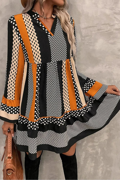Playful polka dot ruffled mini dress - Love Salve 