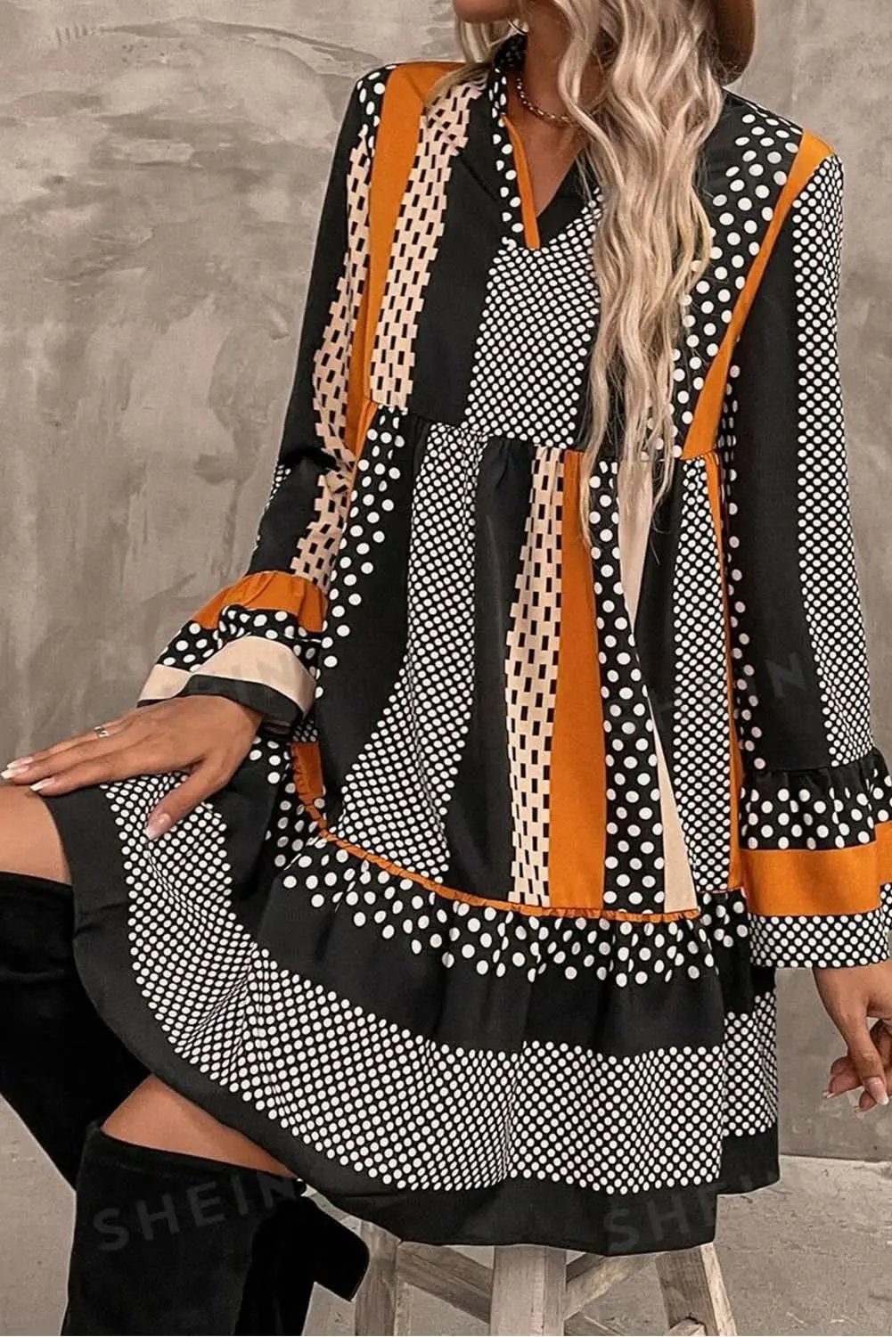 Playful polka dot ruffled mini dress - Love Salve 