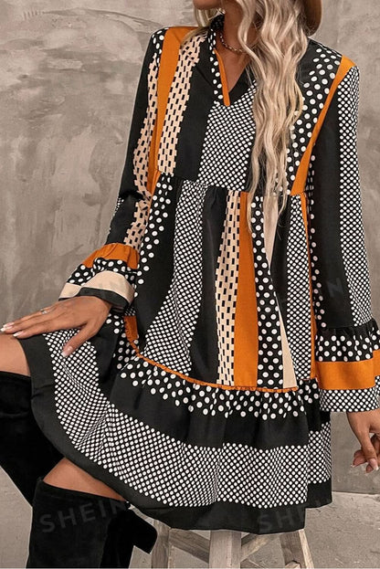 Playful polka dot ruffled mini dress - Love Salve 