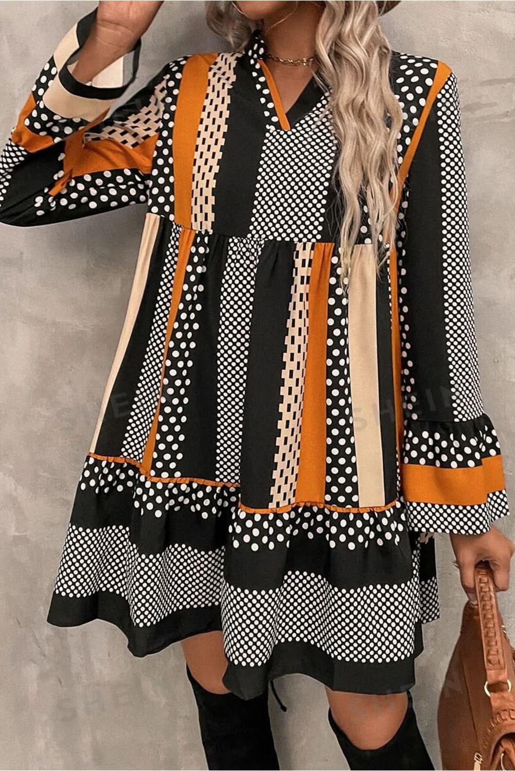 Playful polka dot ruffled mini dress - Love Salve 