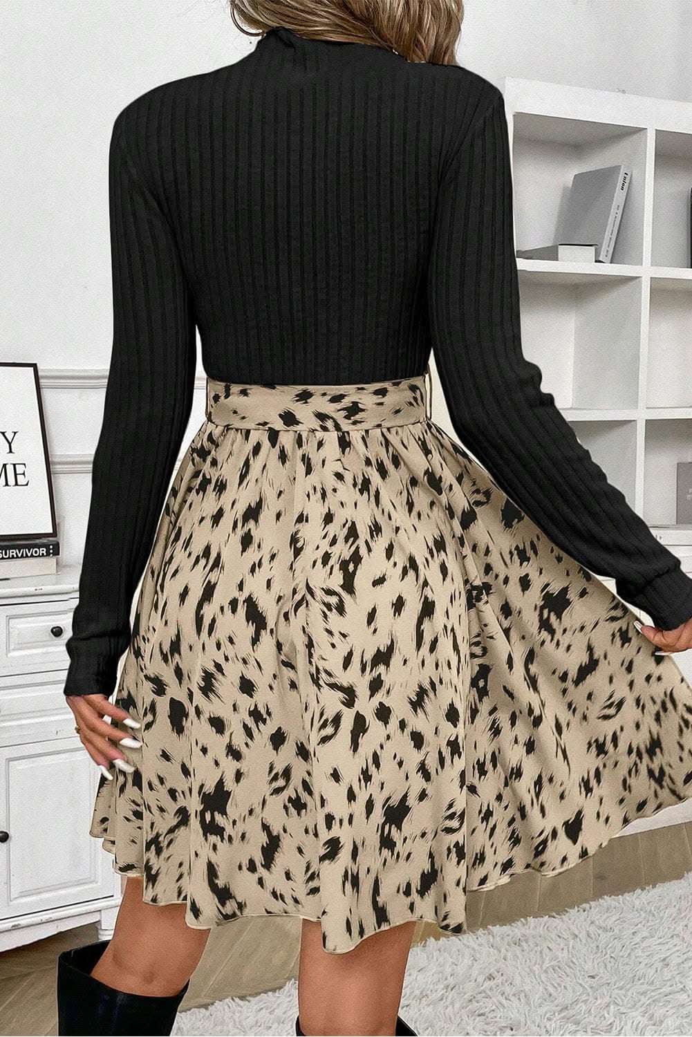 Chic black belted A-line dress - Love Salve 