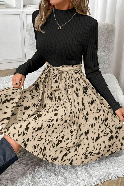 Chic black belted A-line dress - Love Salve 