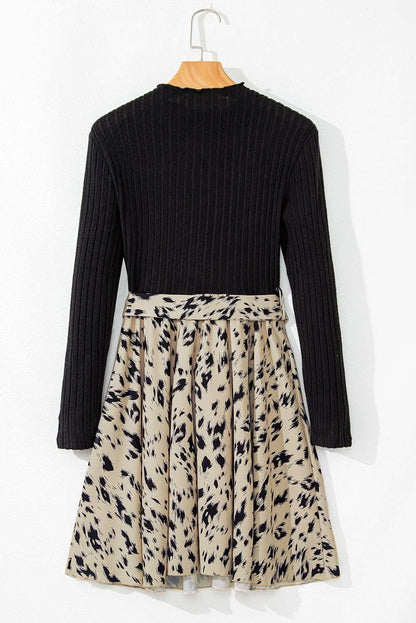 Chic black belted A-line dress - Love Salve 