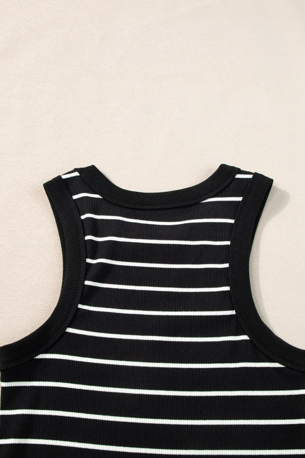 Black Stripe Ribbed Knit Tank Mini Dress - Love Salve 