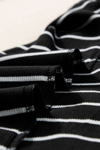 Black Stripe Ribbed Knit Tank Mini Dress - Love Salve 