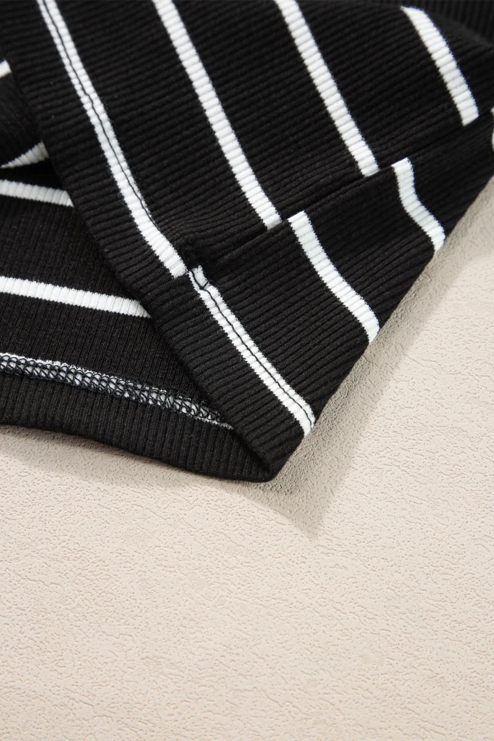 Black Stripe Ribbed Knit Tank Mini Dress - Love Salve 