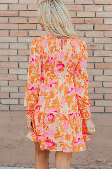 Orange smocked mini dress - Love Salve 
