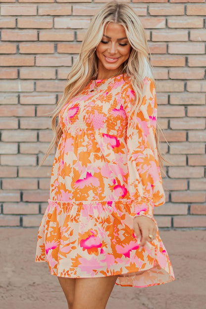 Orange smocked mini dress - Love Salve 