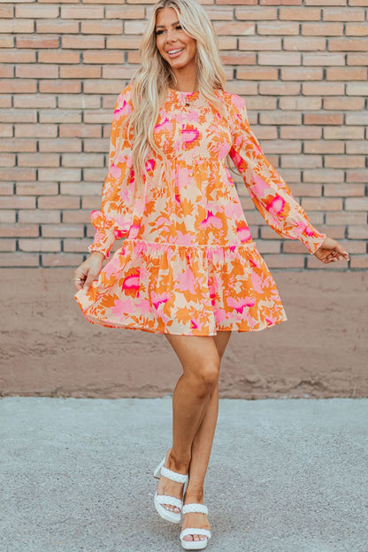 Orange smocked mini dress - Love Salve 