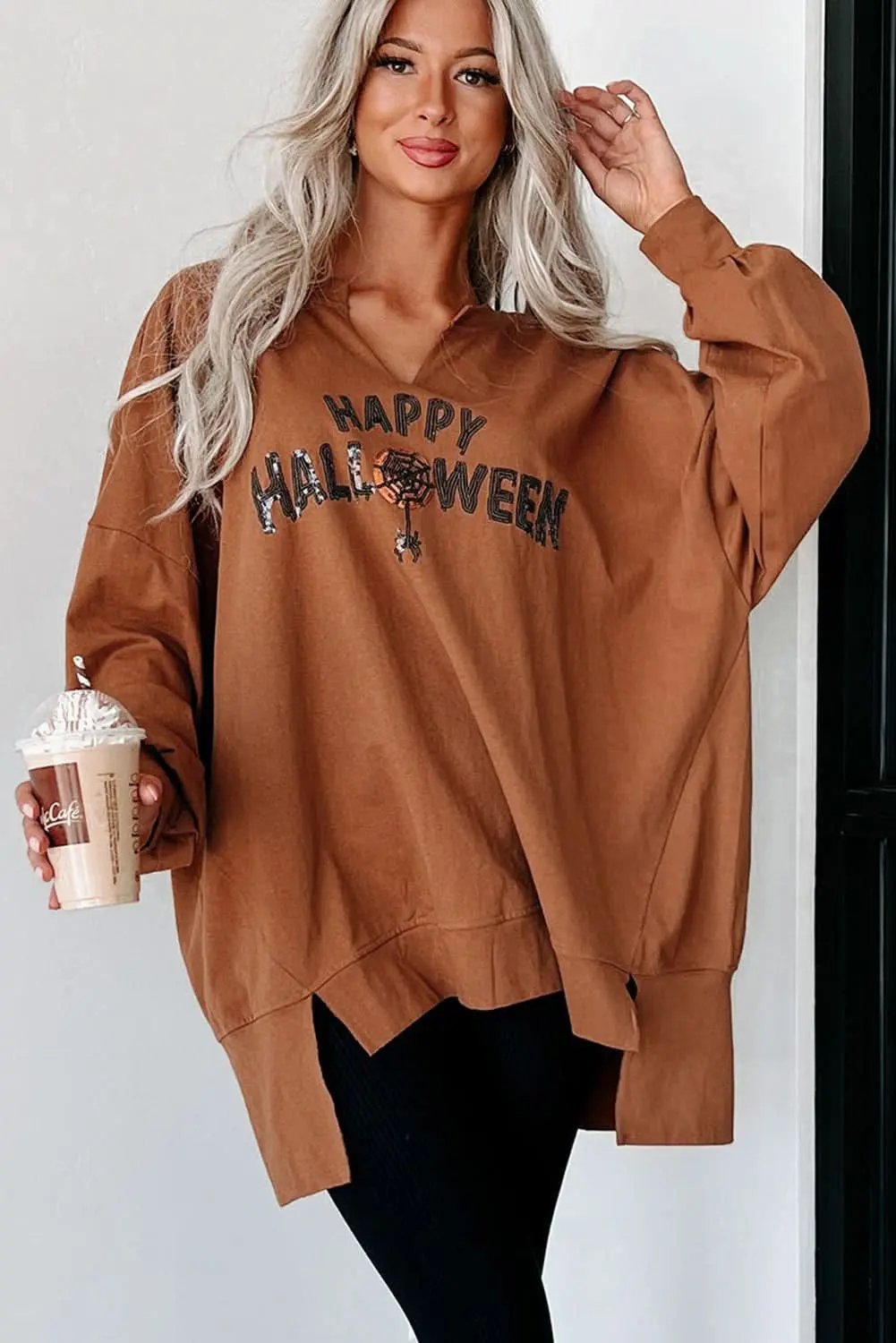 Chic chestnut sequin Halloween top - Love Salve 