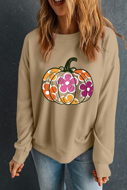 Khaki pumpkin graphic sweatshirt - Love Salve 