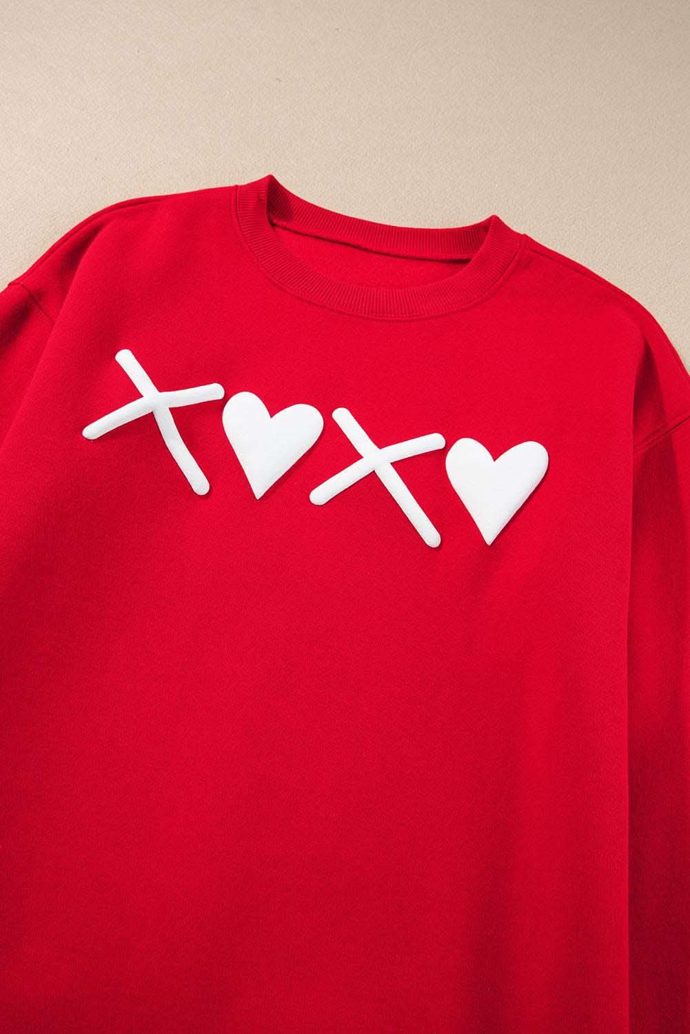 Red Puff XOXO Print Valentines Heart Sweatshirt - Love Salve 