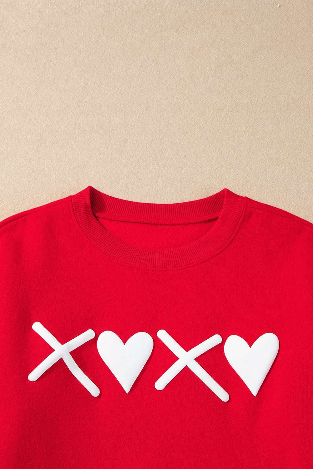 Red Puff XOXO Print Valentines Heart Sweatshirt - Love Salve 