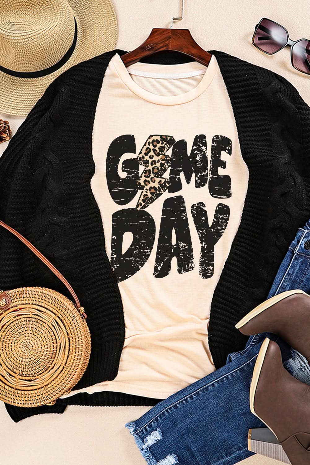 Khaki leopard print rugby tee - Love Salve 