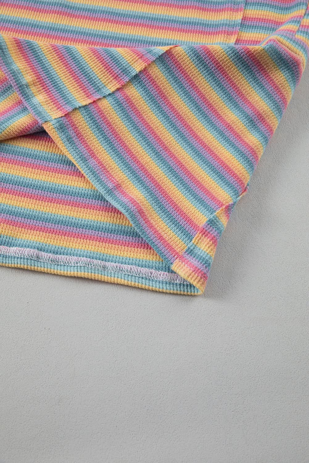 Chic pink striped tee & tassel shorts set - Love Salve 