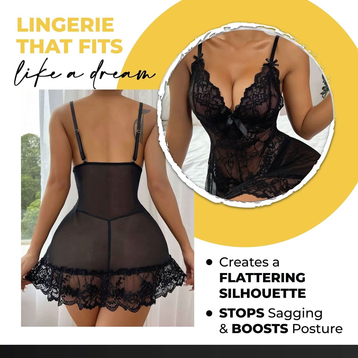 Love Salve Lingerie Lace Nightgown Dress – Babydoll Sleeveless See Through Sleepwear - Love Salve 