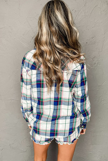Chic blue plaid loungewear set - Love Salve 