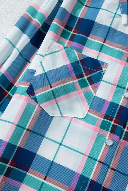 Chic blue plaid loungewear set - Love Salve 