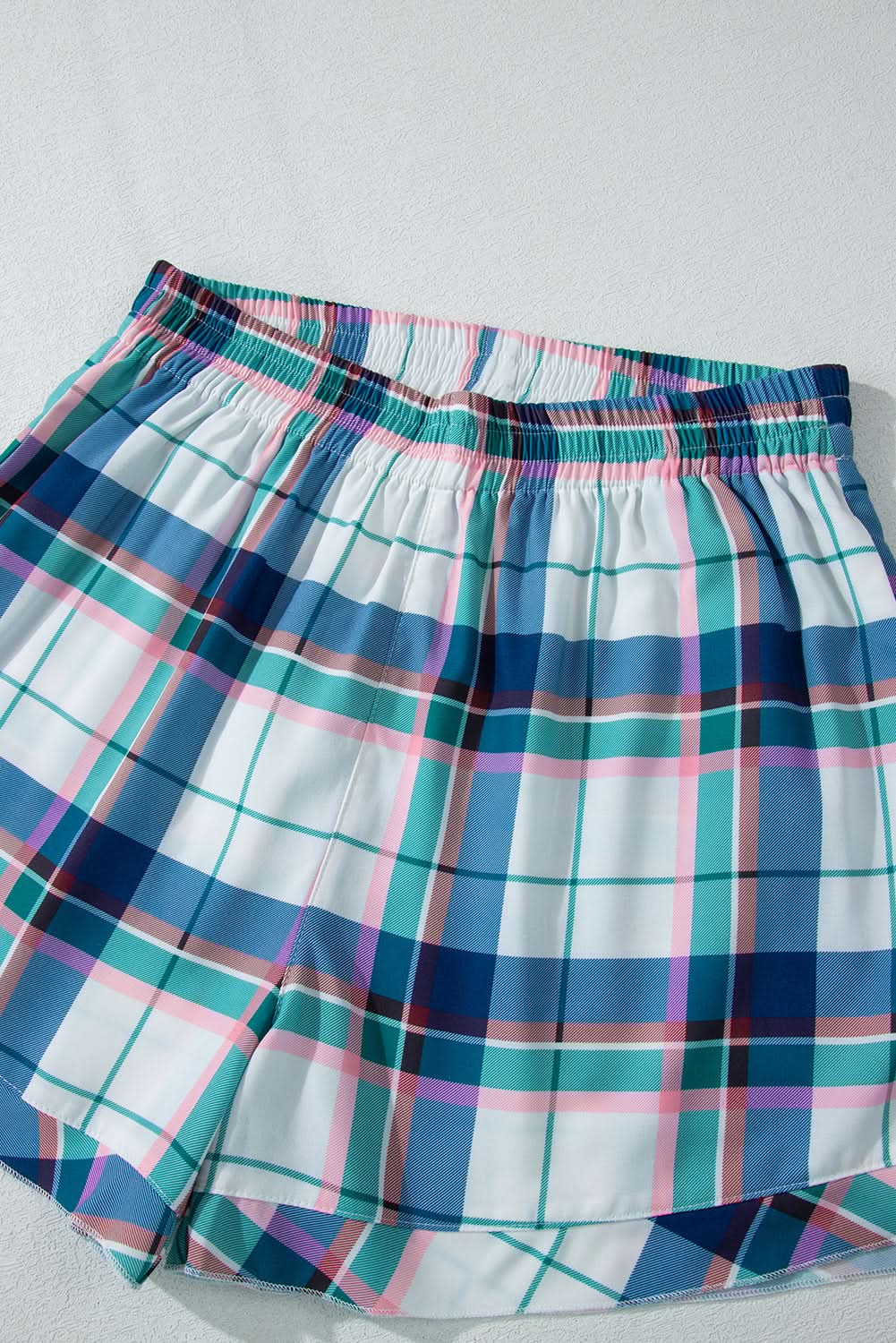 Chic blue plaid loungewear set - Love Salve 