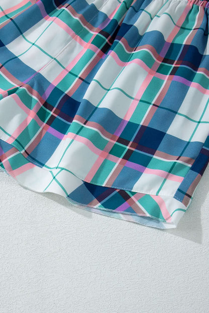 Chic blue plaid loungewear set - Love Salve 