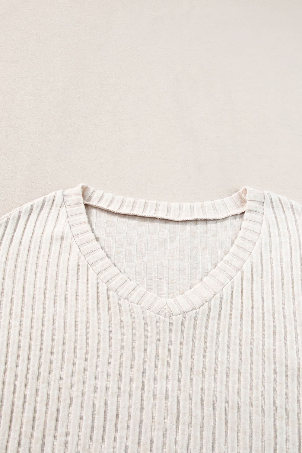 Chic khaki ribbed knit two-piece set - Love Salve 