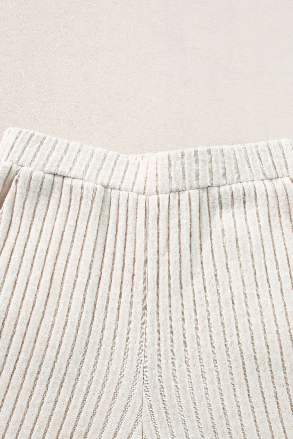 Chic khaki ribbed knit two-piece set - Love Salve 