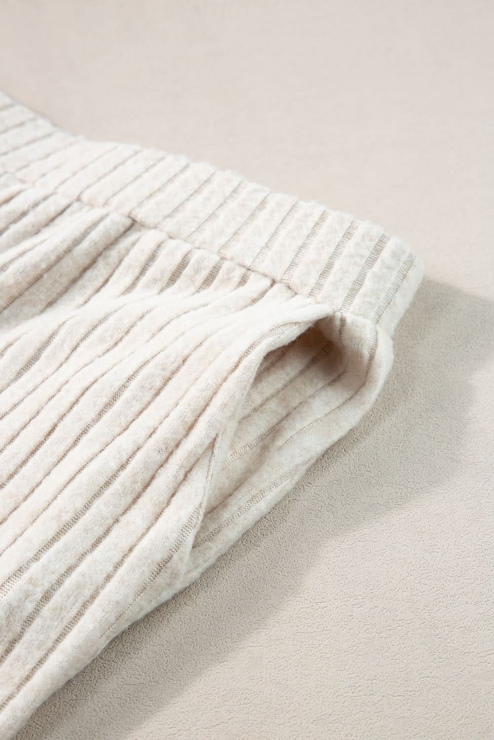 Chic khaki ribbed knit two-piece set - Love Salve 