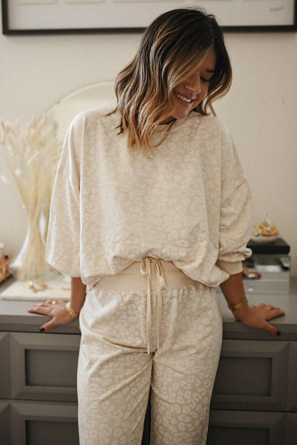 Cozy cheetah print loungewear set - Love Salve 
