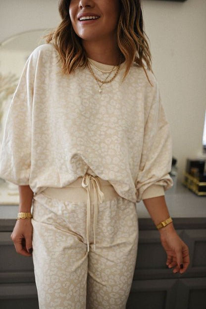 Cozy cheetah print loungewear set - Love Salve 