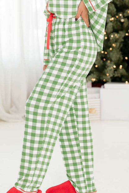 Light green plaid holiday pajamas - Love Salve 