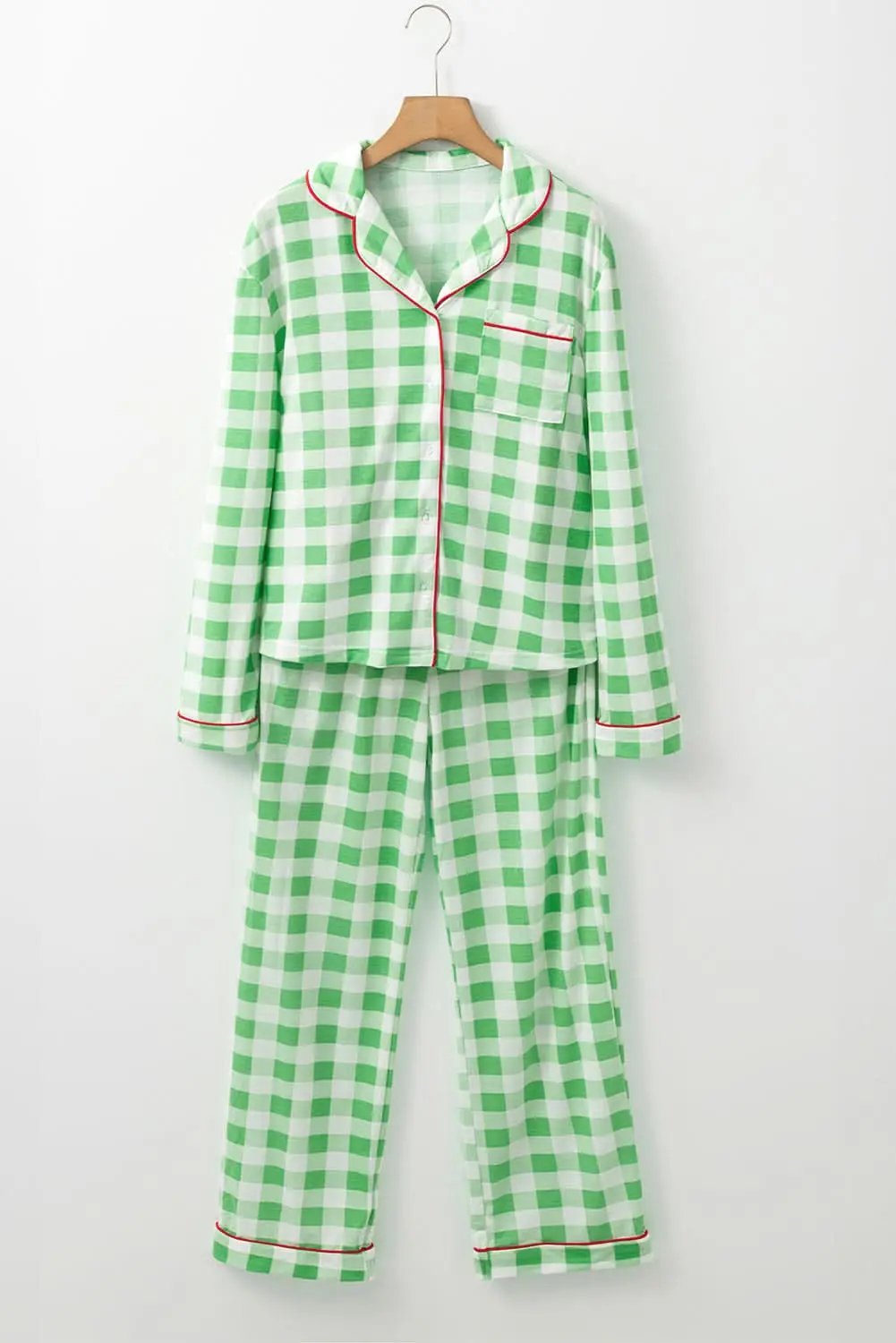 Light green plaid holiday pajamas - Love Salve 
